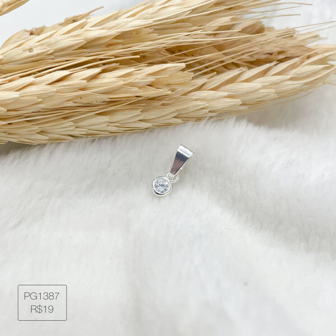 Pingente Nano Ponto de Luz Cravejado Cristal Prateado